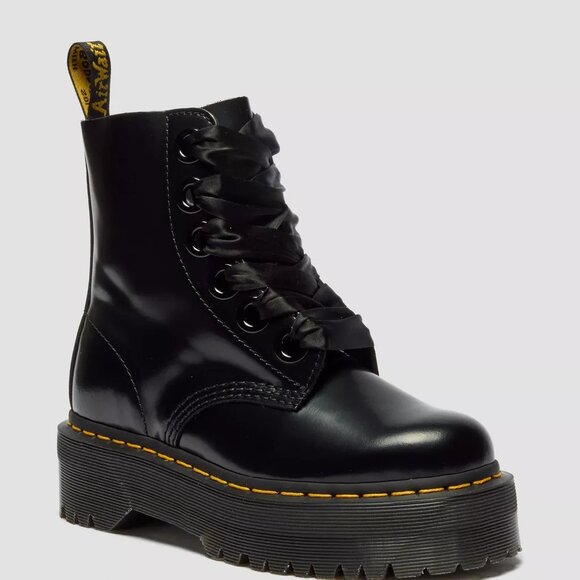 DR. MARTENS MOLLY Leather Platform Boots BLACK BUTTERO Women’s SIZE 10 NEW - Picture 15 of 16